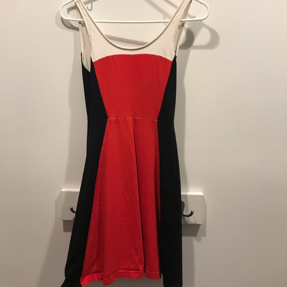 Express Black, red, and white dress
